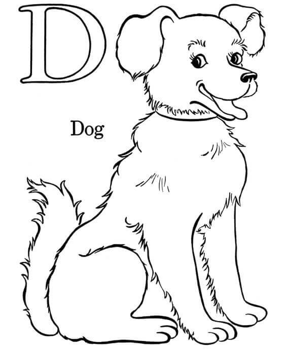 D For Dog Coloring Page
