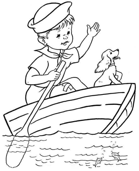 Dog And Owner Coloring Page