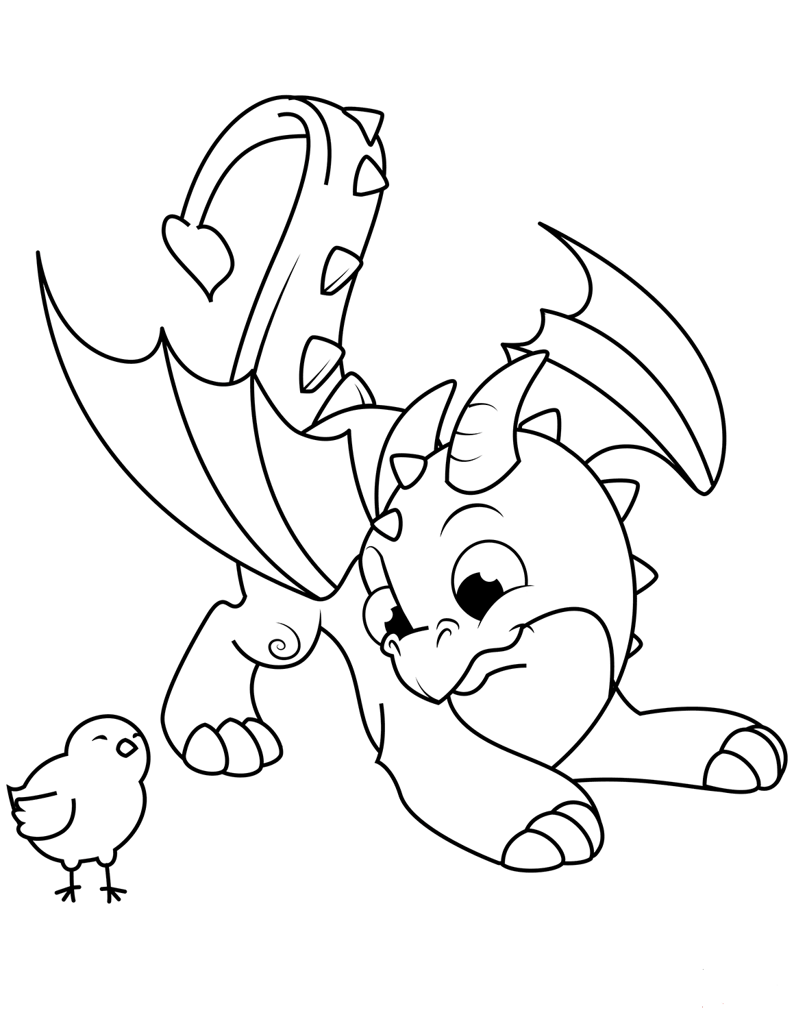 Dragon And Bird Coloring Pages