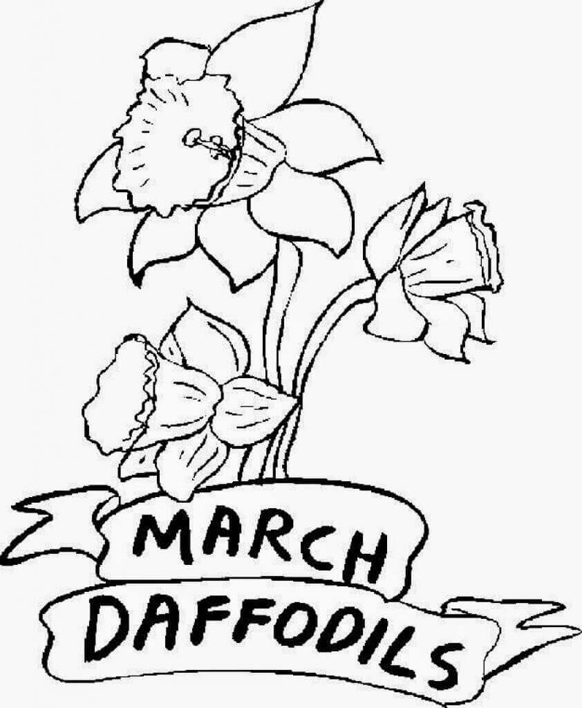 Free Printable March Flower Coloring Pages