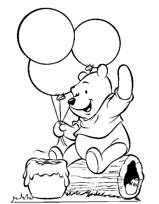 Happy Birthday Winnie The Pooh Coloring Page