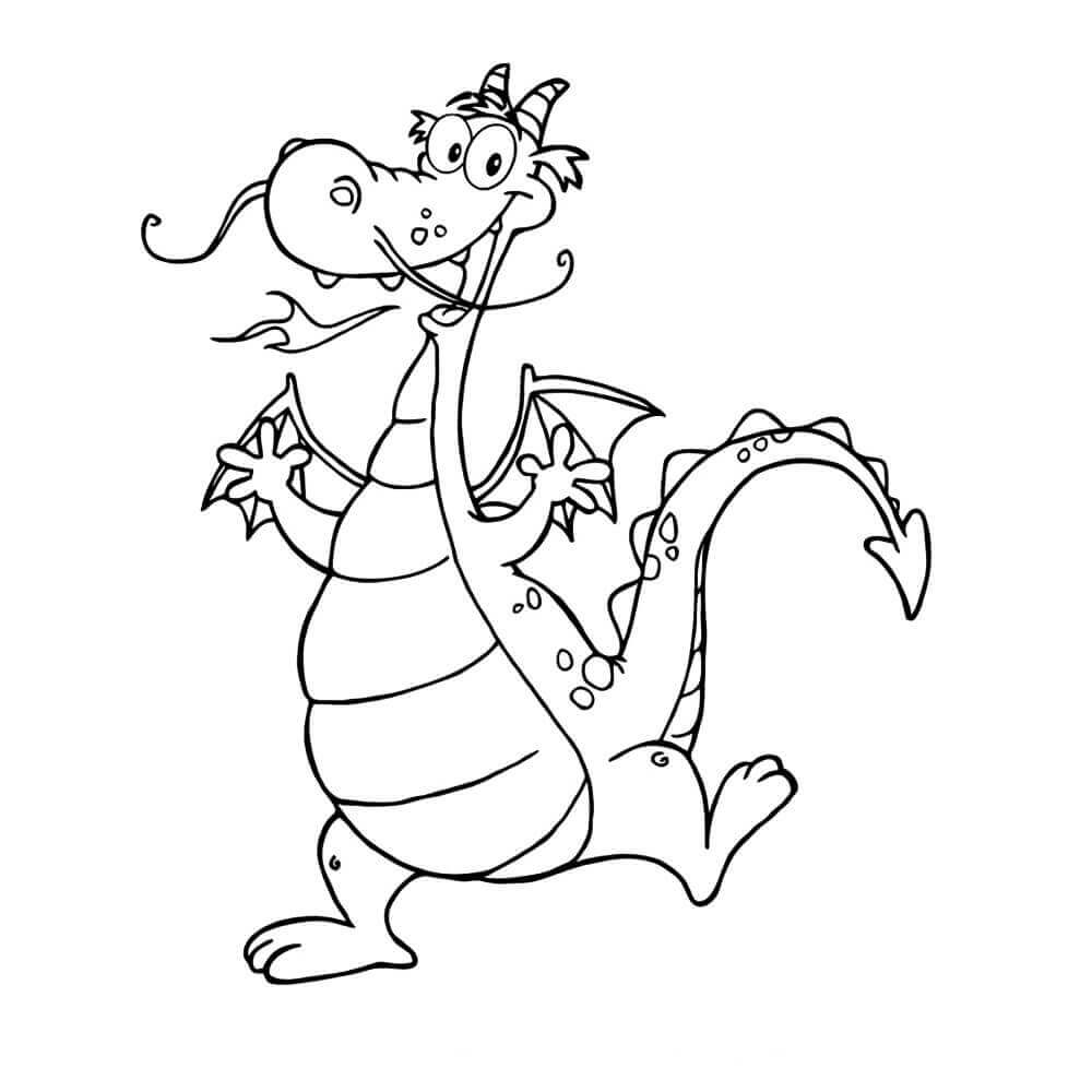 Happy Dragon Colouring Pages