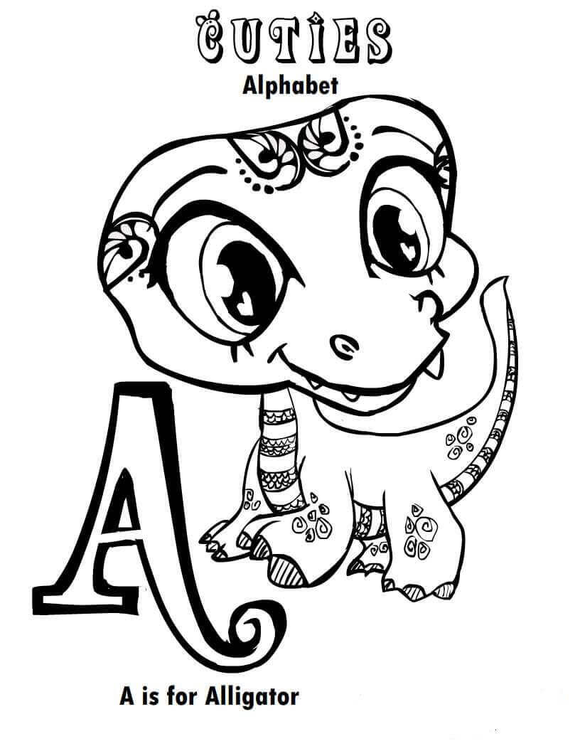 LPS Cuties Coloring Pages Alligator