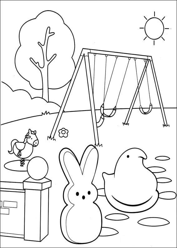 Peeps Chic And Bunny Coloring Pages