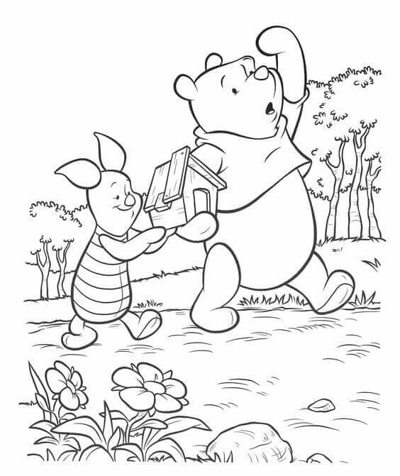 Piglet And Pooh Coloring Sheet