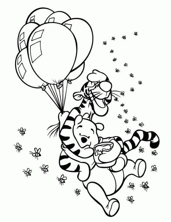 pooh bear coloring pages birthday party