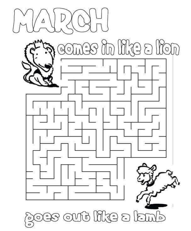 Printable March Coloring Pages For Preschoolers