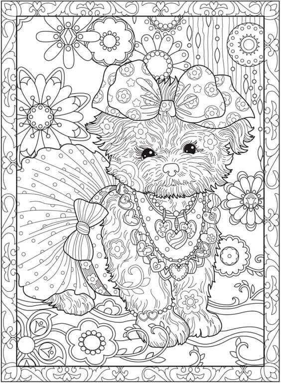 Puppy Coloring Sheet For Adults