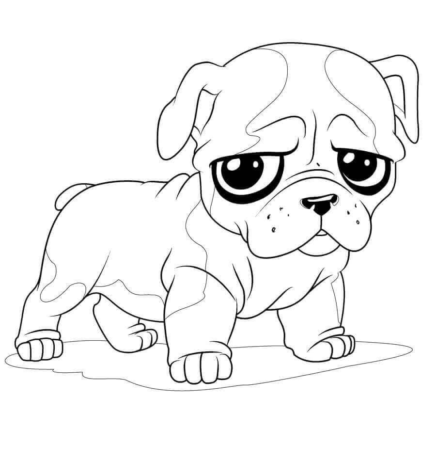 Sad Puppy Coloring Page