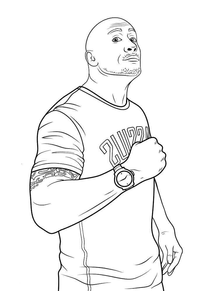 WWE Dwayne Johnson The Rock Coloring Page