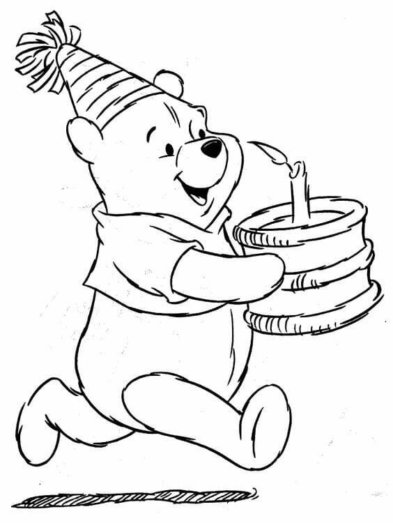 Winnie The Pooh Birthday Coloring Page