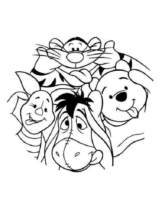 Winnie The Pooh Characters Coloring Pages