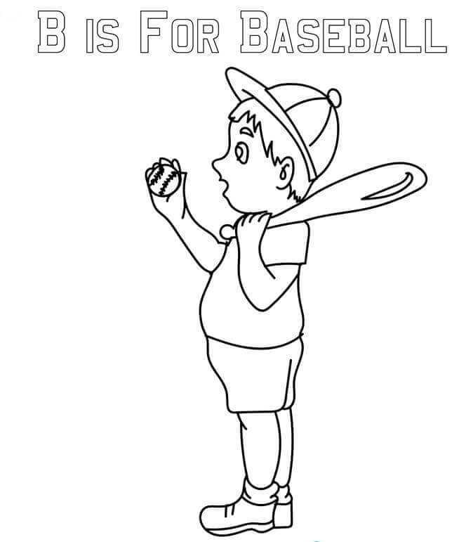B For Baseball Coloring Page