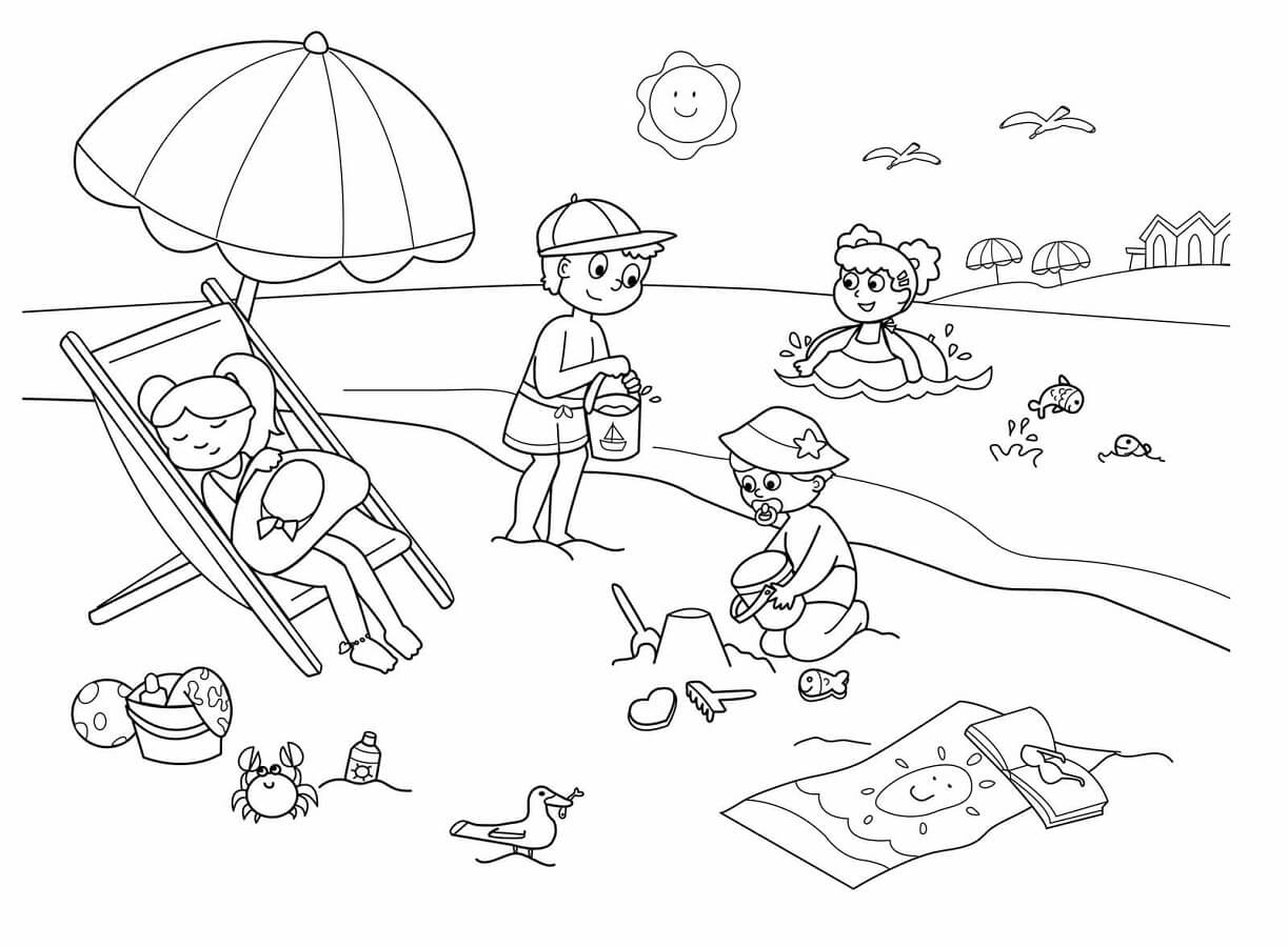 coloring pages of beaches