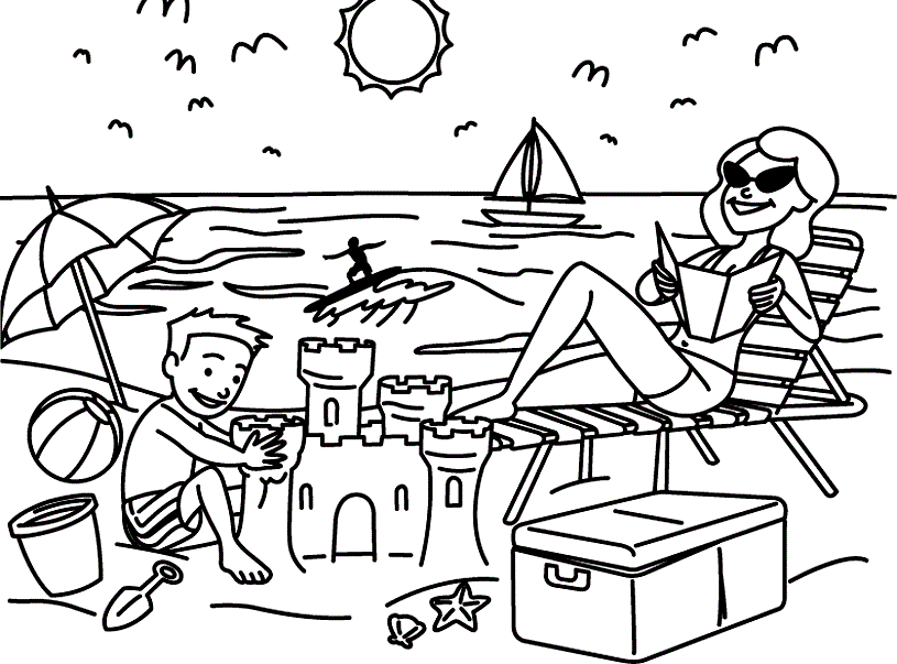 Beach Coloring Sheets For Kids