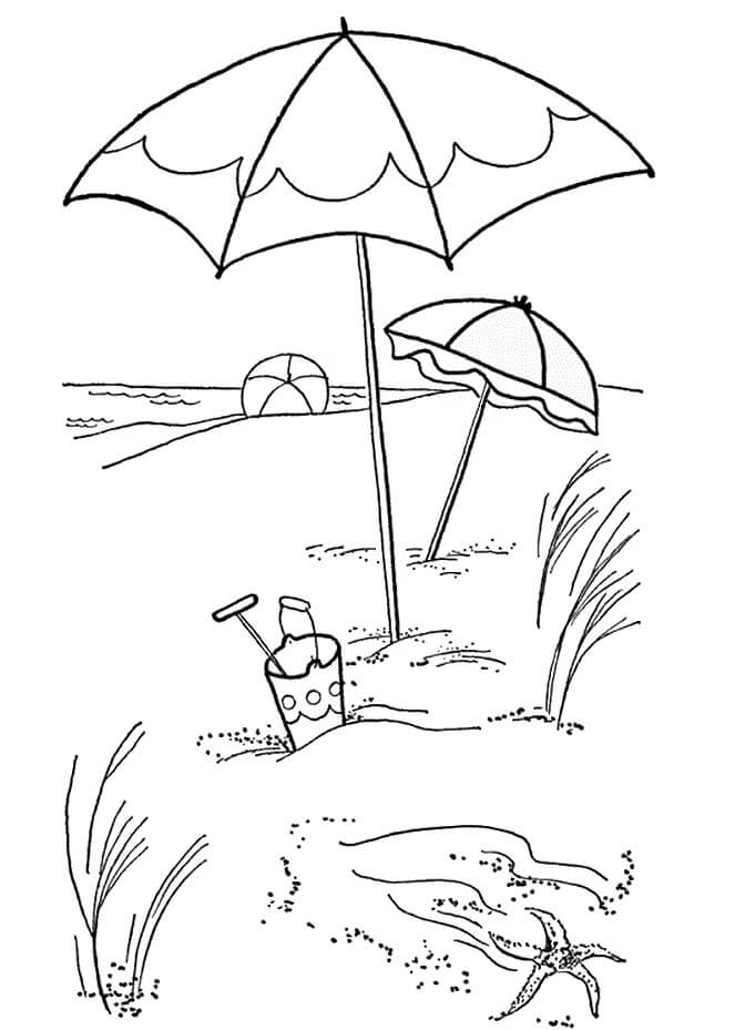 Beach Scene Coloring Sheets