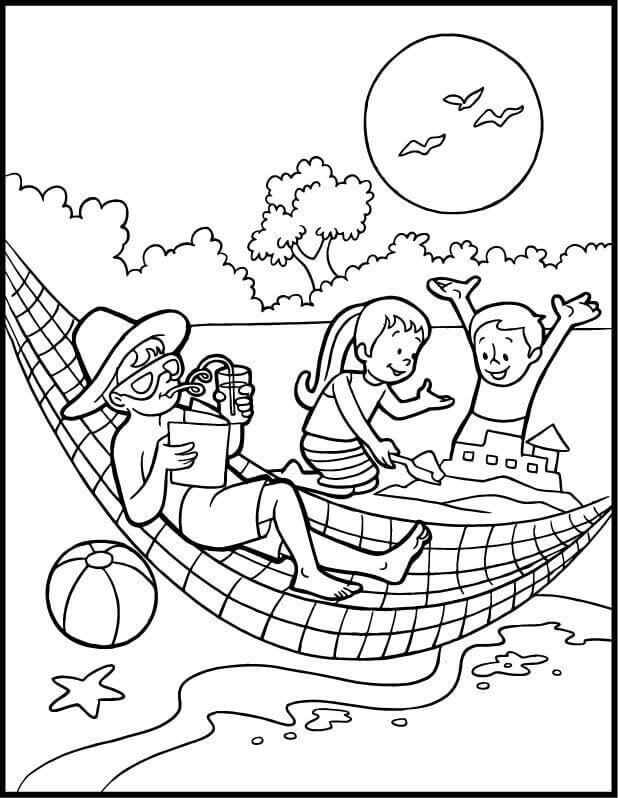 Beach Summer Coloring Sheets