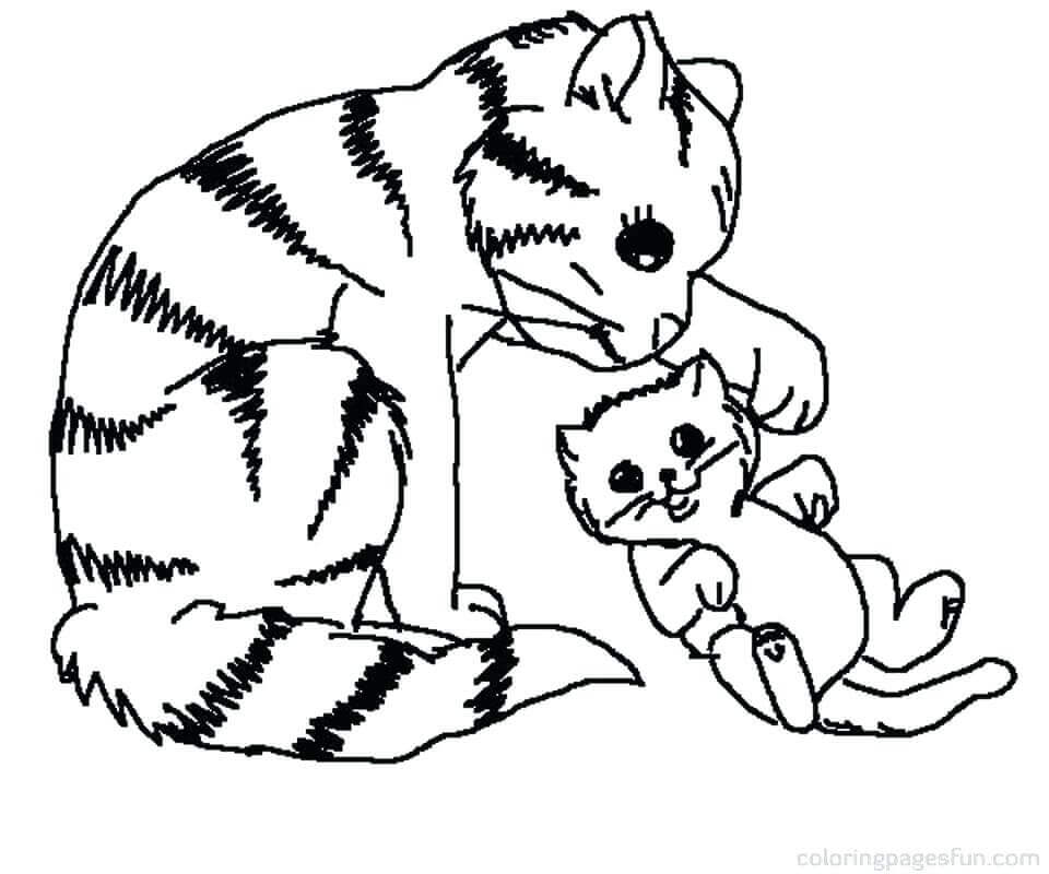 Cat And Kitten Coloring Pages