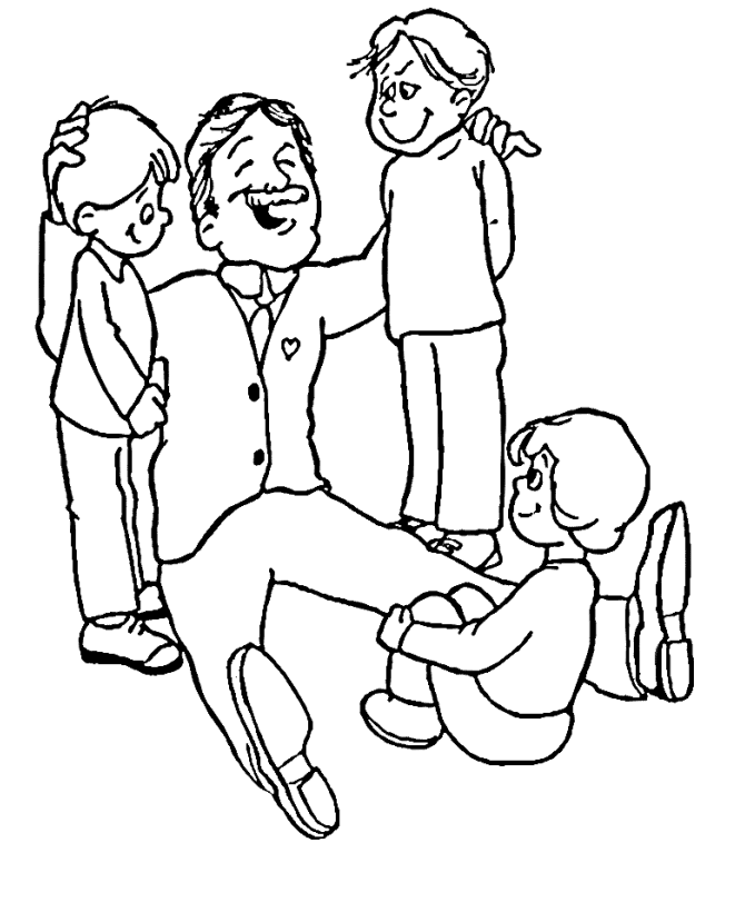 Father With Kids Coloring Pages