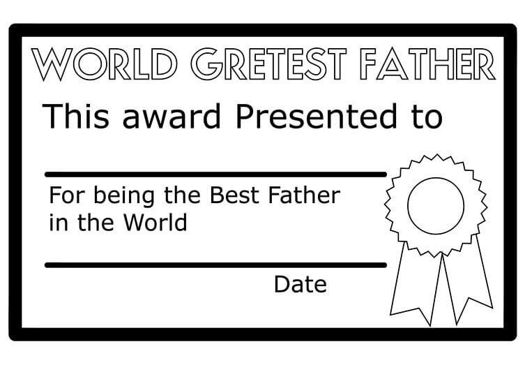 Fathers Day Certificate Coloring Page