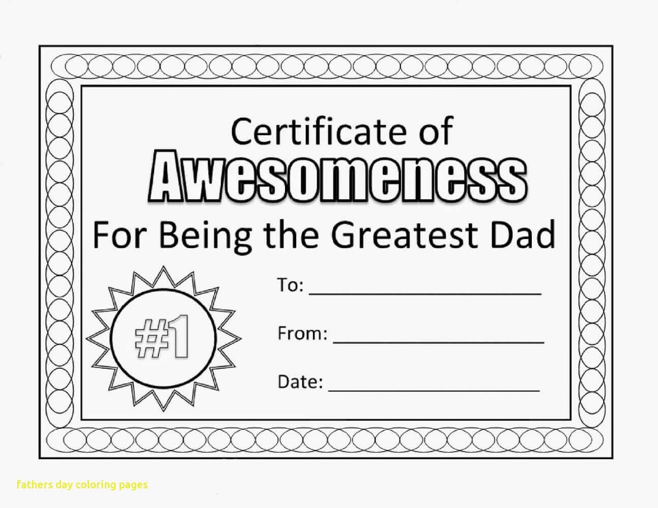 Fathers Day Certificate Coloring Pages Free