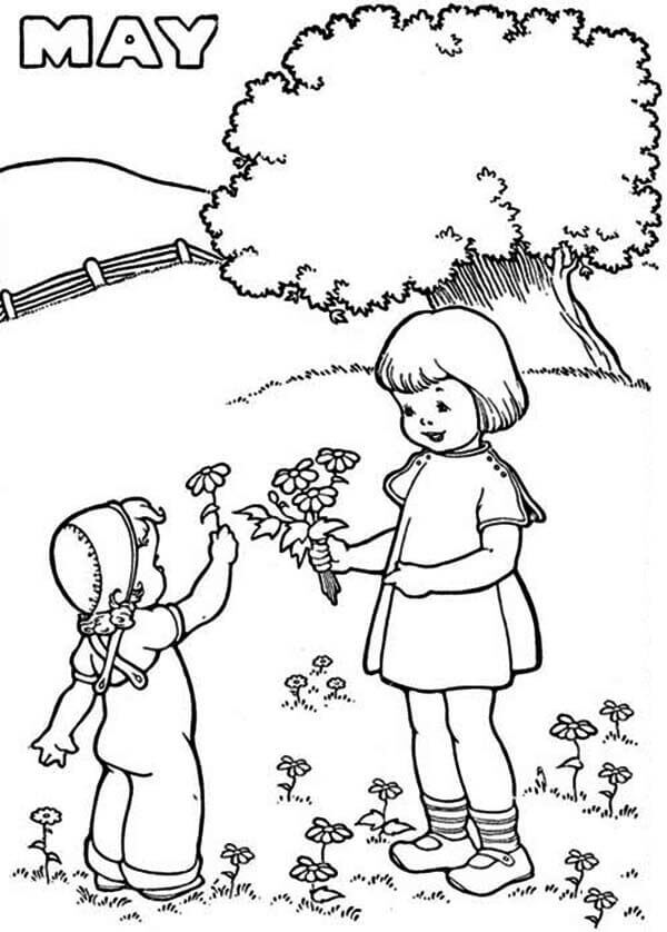 Free Printable May Coloring Pages (May Day Coloring Pages Included)