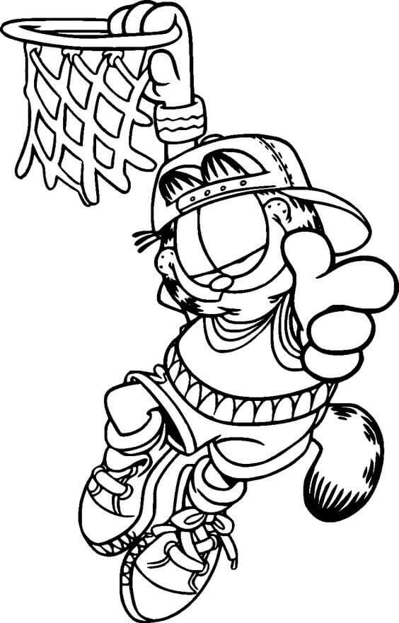Garfield Basketball Coloring Pages