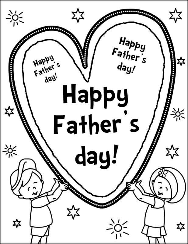 Happy Fathers Day Card Coloring Pages Free