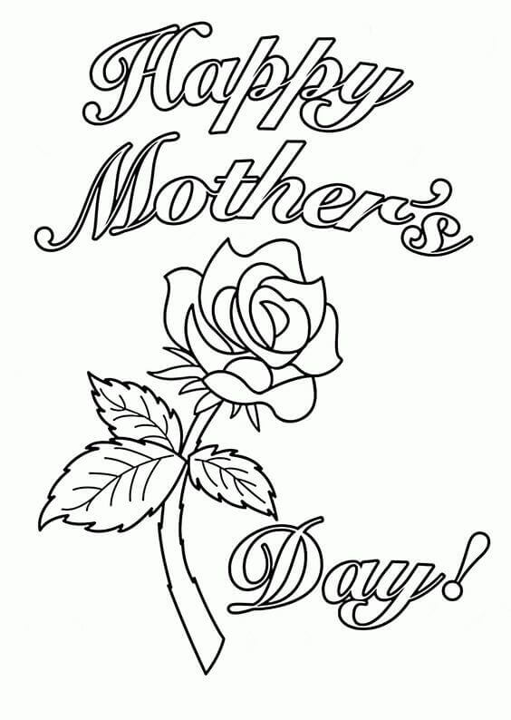 Happy Mothers Day Greeting Card Coloring Pages