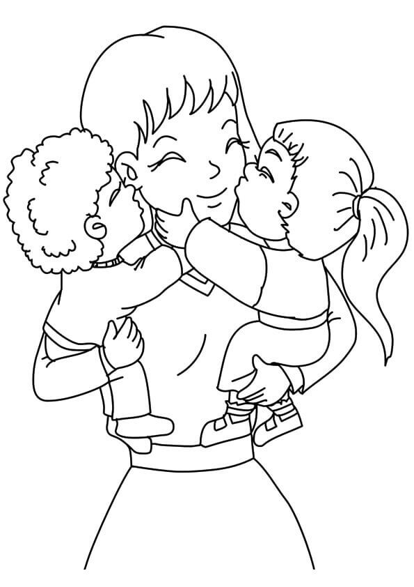 Mother And Children Coloring Pages