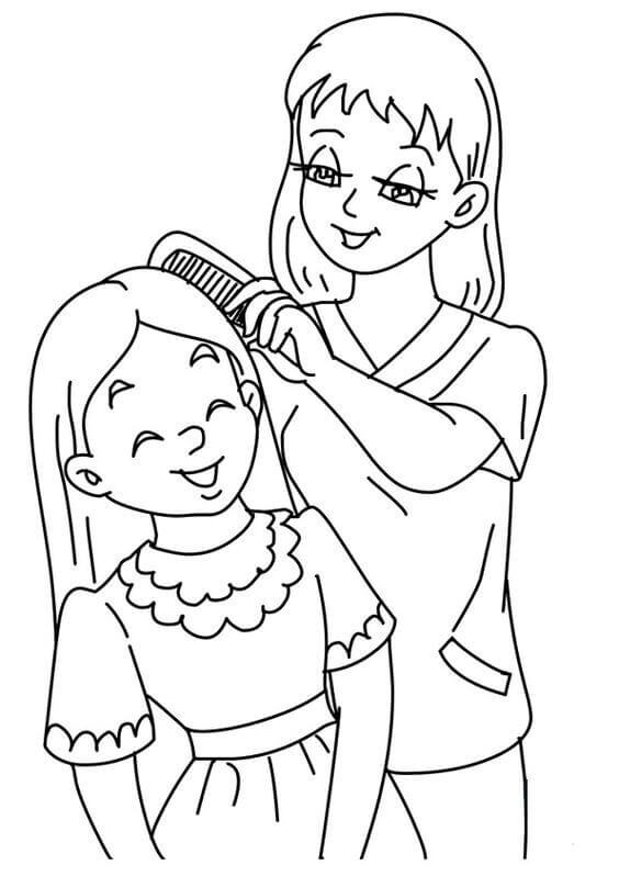 Mother And Daughter Coloring Pages Free Printable