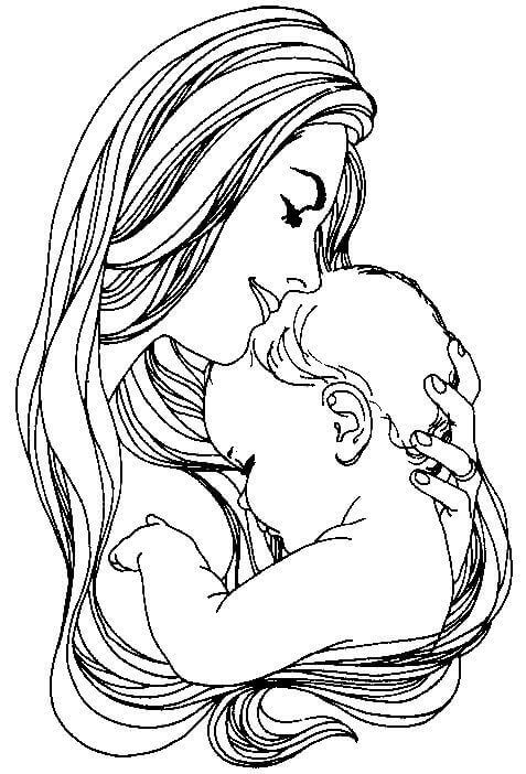 Mother And Son Coloring Page