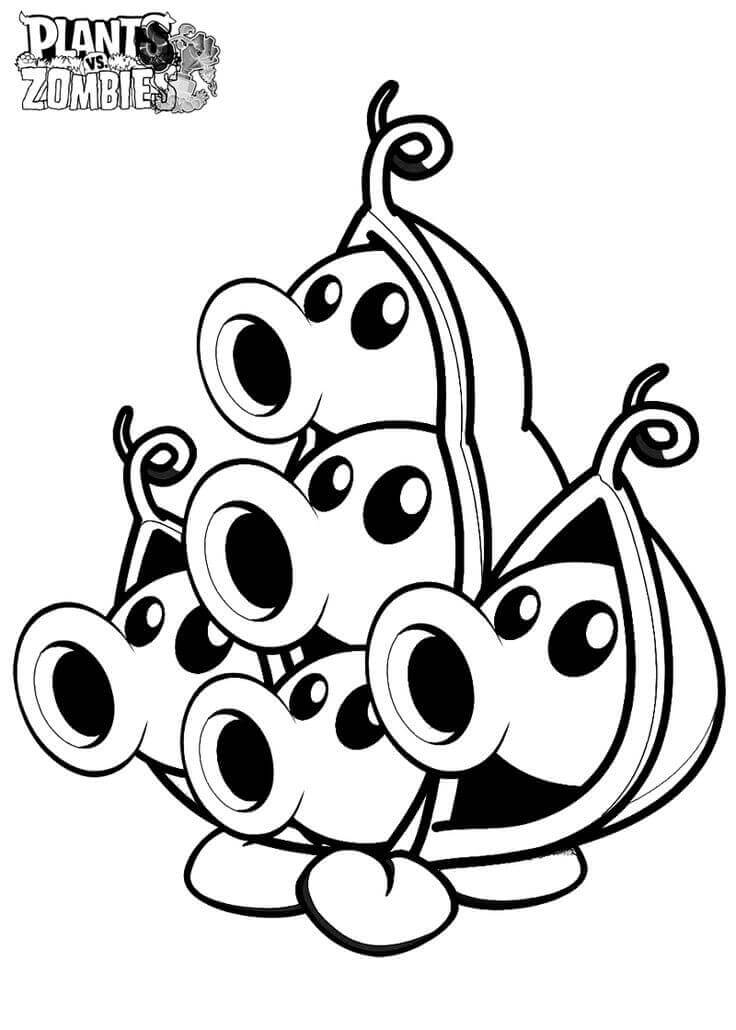 Plants vs Zombies Coloring Page Pea Pod