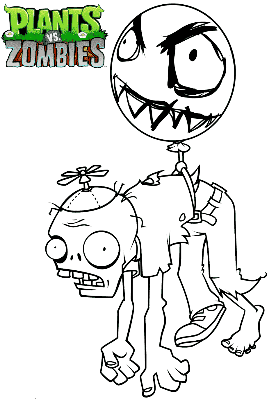 Plants vs Zombies Coloring Pages Balloon Zombie