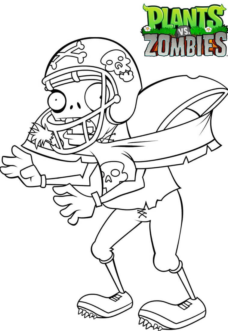 Plants vs Zombies Coloring Pages Football Zombie