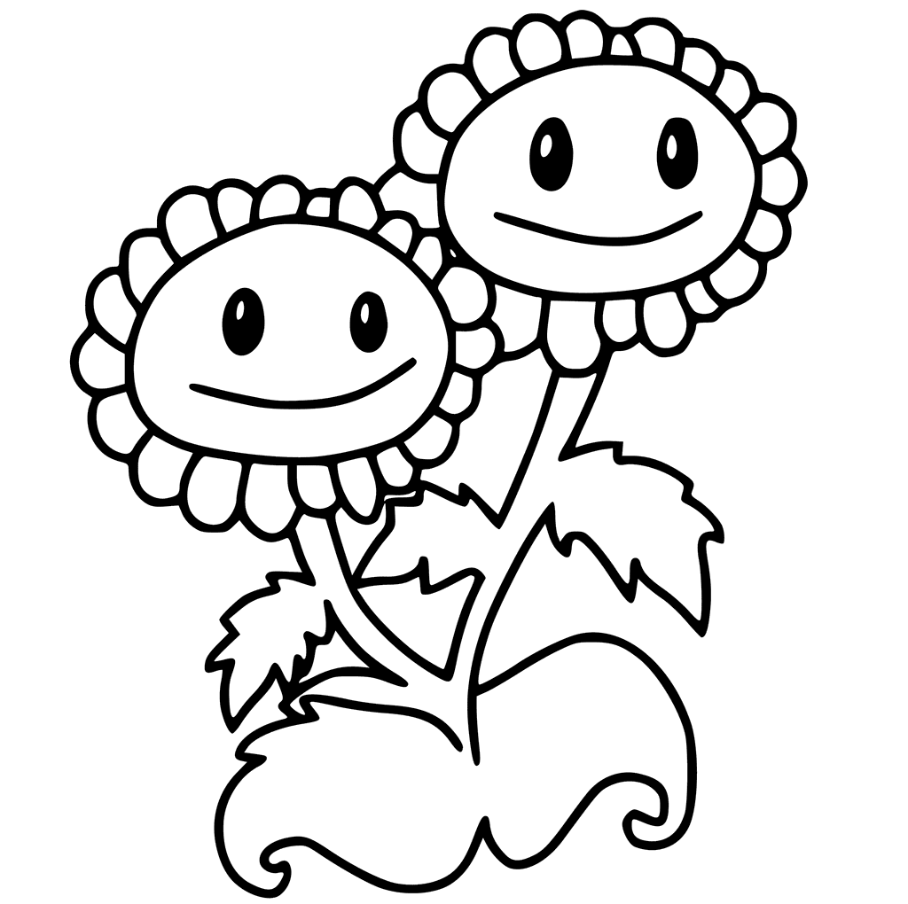 Plants vs Zombies Coloring Pages Twin Sun Flower