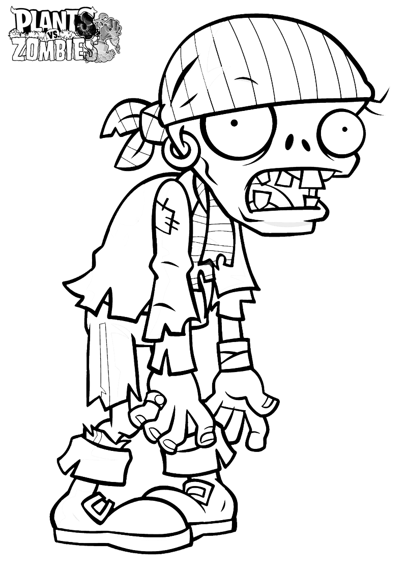 Plants vs Zombies Coloring Sheets Pirate Zombie