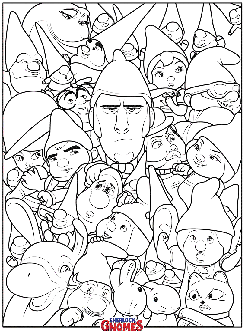 Sherlock Gnomes Characters Coloring Pages