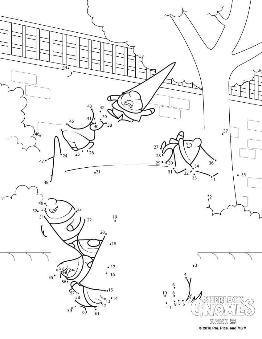 Sherlock Gnomes Connect The Dots Coloring Sheet