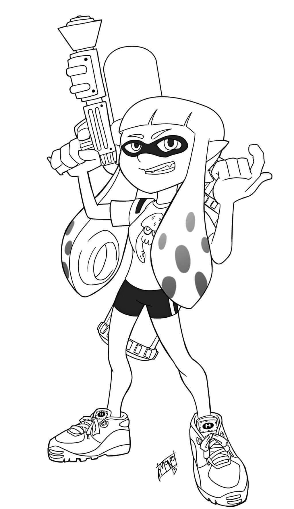 Splatoon Coloring Sheets Female Inkling