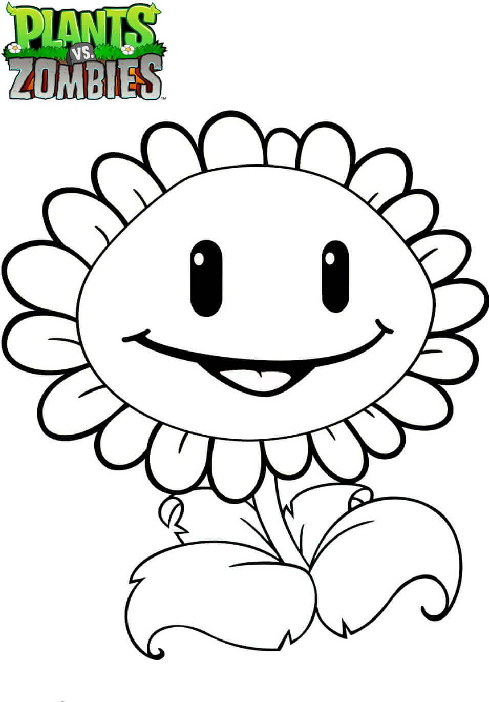 Sunflower From Plants Vs Zombies Coloring Page