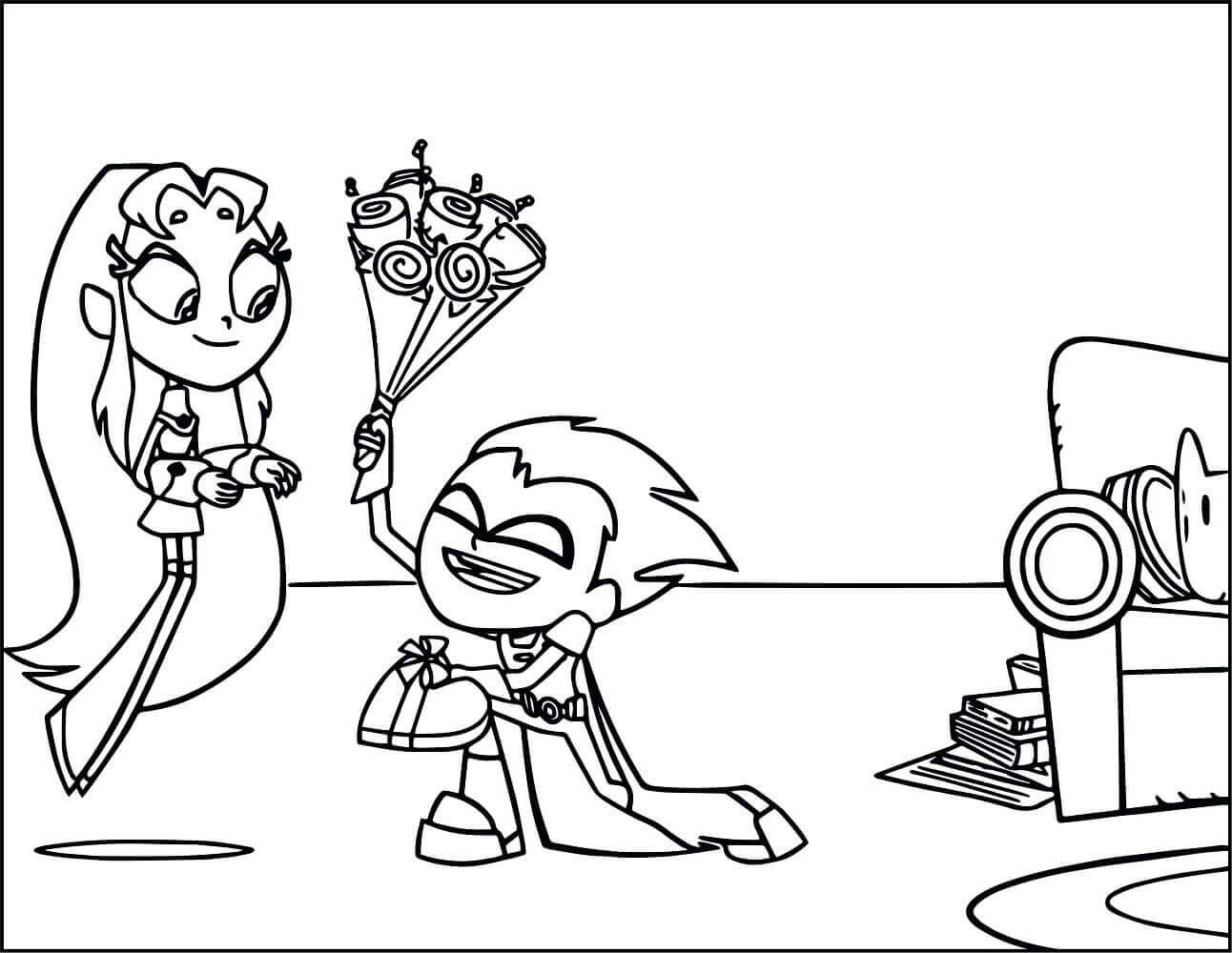 Teen Titans Go Coloring Pages Raven And Starfire