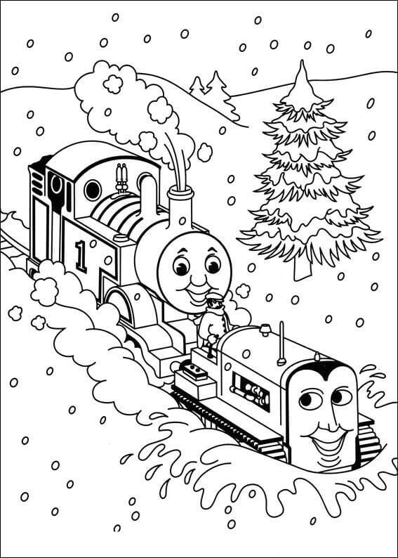 Thomas The Train Christmas Coloring Pages