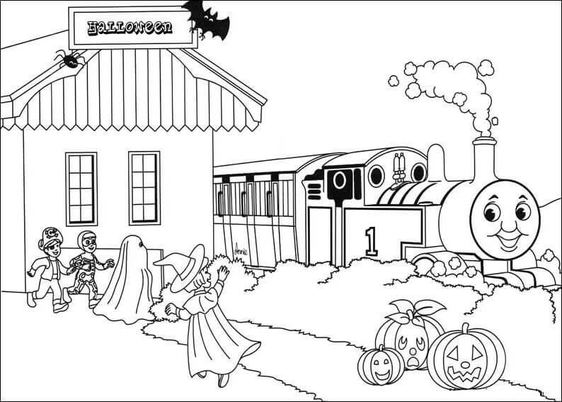 Thomas The Train Halloween Coloring Pages