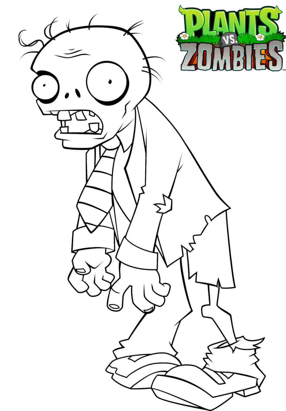 Zombie From Plants Vs Zombies Coloring Page