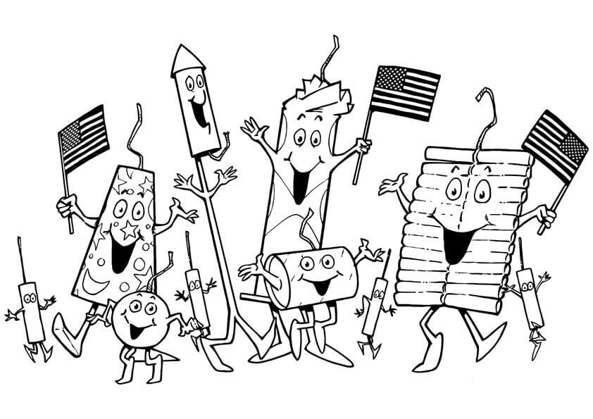 4th Of July Fire Crackers Coloring Pages