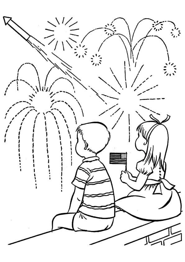 4th Of July Fireworks Coloring Pages