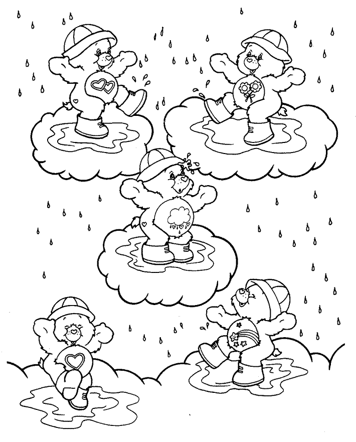 Care Bears Rainy Day Coloring Images