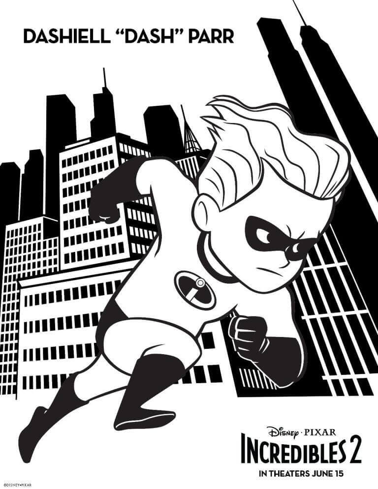 Dash Parr Incredibles 2 Coloring Pages