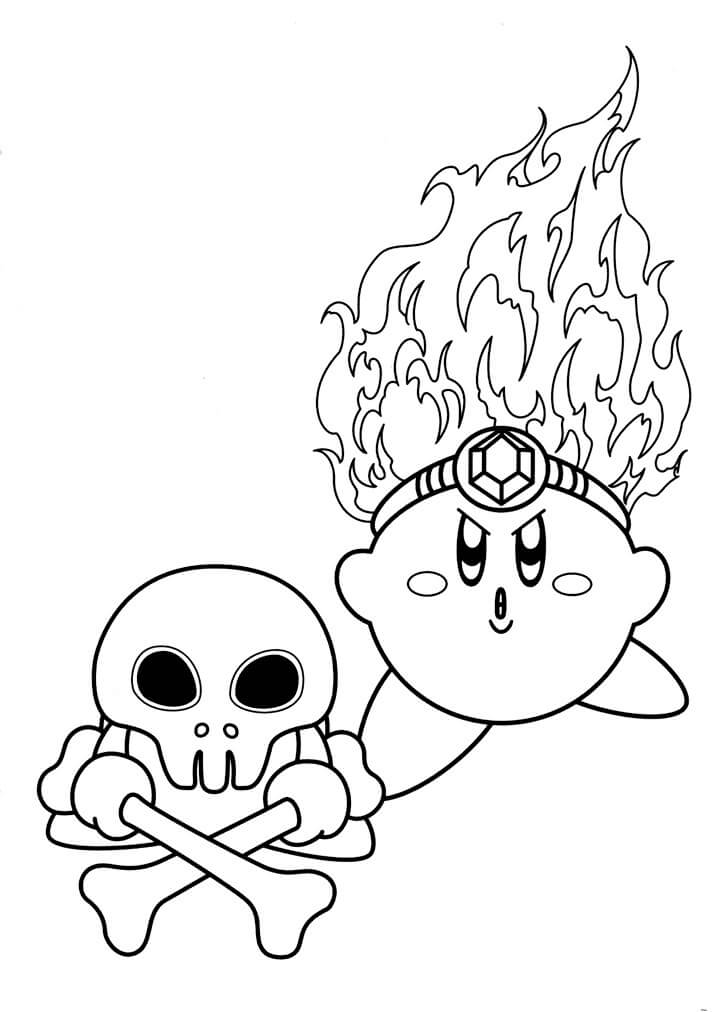 Fire Kirby Coloring Page